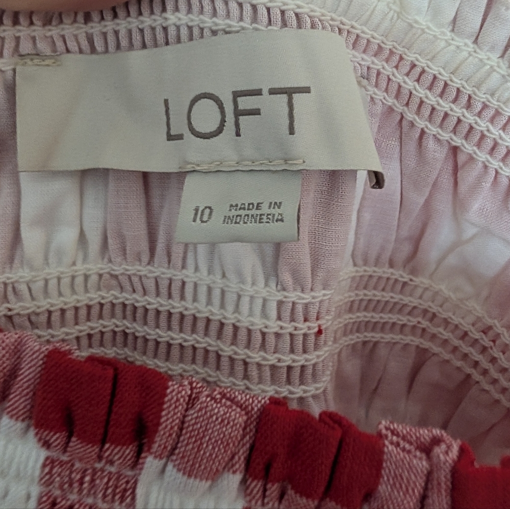 LOFT Red and White Gingham Midi Dress - Picture 2 of 2
